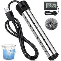 2000W Portable Electric Water Heater with 304 Stainless Steel, LCD Thermometer, and Bucket Heater, Efficient Safety for Batht...