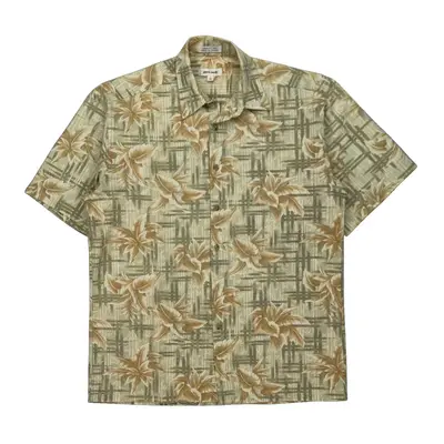 Pierre Cardin Floral Hawaiian Shirt - Medium Beige Cotton