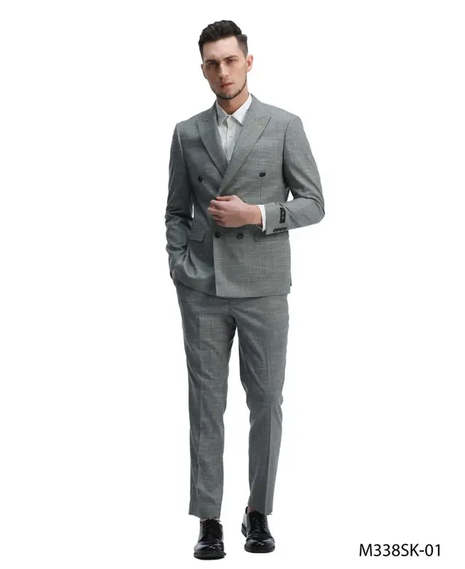 Tazio Men's Sharkskin 2pc Skinny Fit Suit