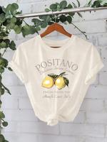 Women's Lemon Print Round Neck Tee, Casual Short Sleeve Crew Neck T-Shirt for Summer, Fashion Women's Top for Daily Wear