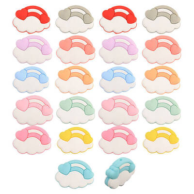 22Pcs 11 Colors Cloud & Rainbow Food Grade Eco-Friendly Silicone Focal Beads