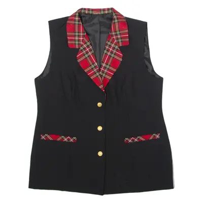 Womens Blazer Waistcoat Black 90s Plaid XL