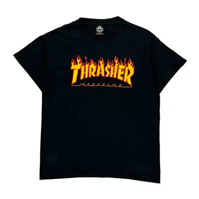 Thrasher Spellout T-Shirt - Large Black Cotton