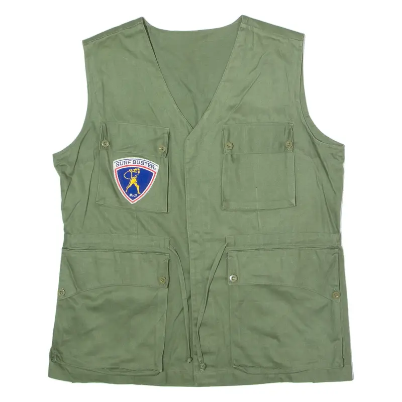 Fishing Mens Gilet Green Twill 90s XL