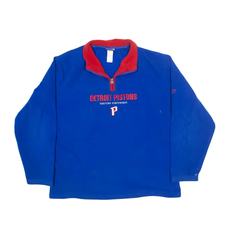 REEBOK Detroit Pistons Fleece Blue 90s 1/4 Zip Mens XL