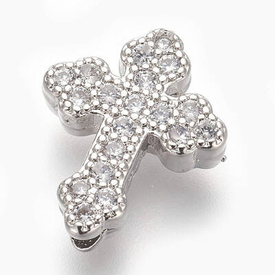 Brass Micro Pave Cubic Zirconia Beads