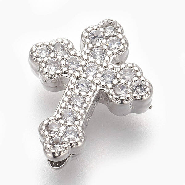 Brass Micro Pave Cubic Zirconia Beads