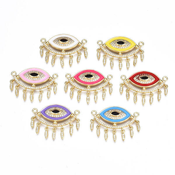 Brass Micro Pave Cubic Zirconia Links Connectors