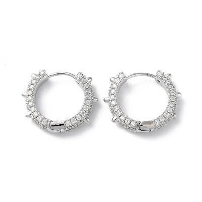 Brass Micro Pave Cubic Zirconia Hoop Earrings