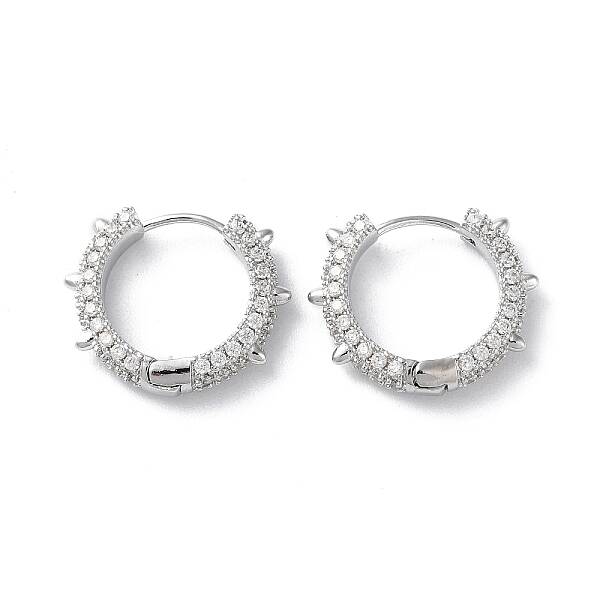 Brass Micro Pave Cubic Zirconia Hoop Earrings