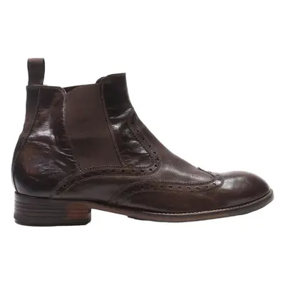 DOUCALS BROGUE Chelsea Boots Brown Leather Mens UK 9