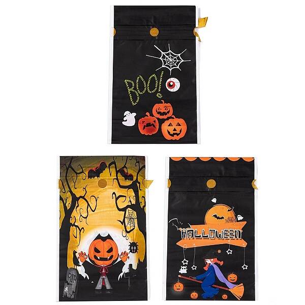 50Pcs Rectangle Halloween Candy Plastic Bags