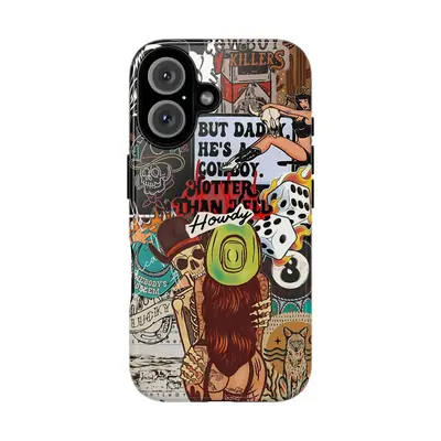 Trendy Treaty Oak Cowgirl Phone Case, Cool collage Style  Cover for iPhone 16 Pro Max 15 14 13 12 11 X 8 7 case - ani10113