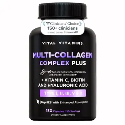 Multi Collagen Complex Plus - with Biotin, Hyaluronic Acid, Vitamin C - Type I, II, III, V, X - for Women & Men - Hair, Skin,...