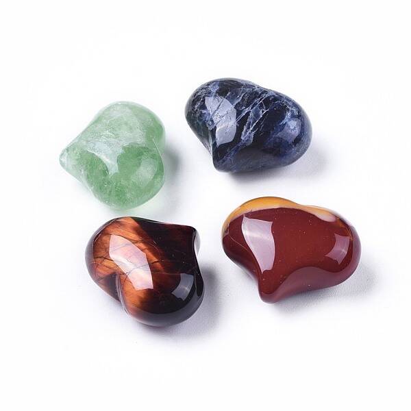 Natural Mixed Gemstone Heart Palm Stone