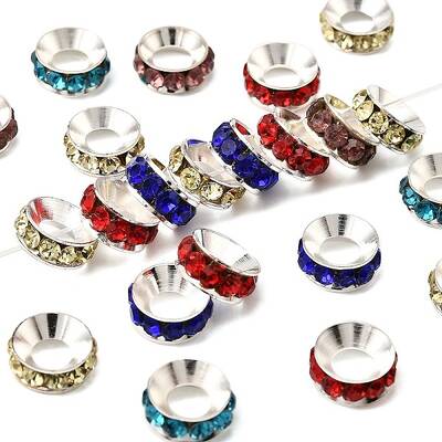 Brass Rhinestone Spacer Beads