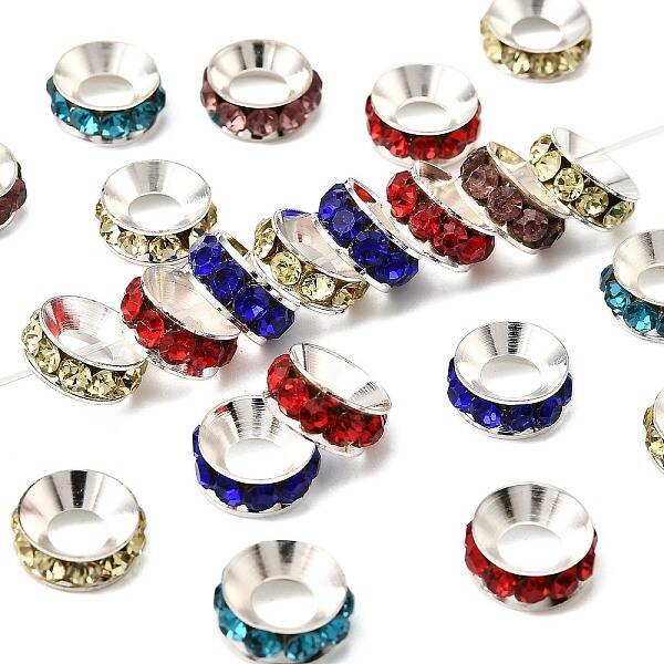 Brass Rhinestone Spacer Beads