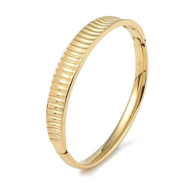 304 Stainless Steel Grooved Hinged Bangles for Women
