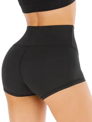 Sporty Women's Solid Color Sports Skinny Gym Shorts, Summer Clothes Women, High Stretch Sport Shorts for Yoga Running Worko...