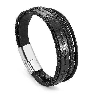 Multi-Layer Braided Leather Cord Bracelets