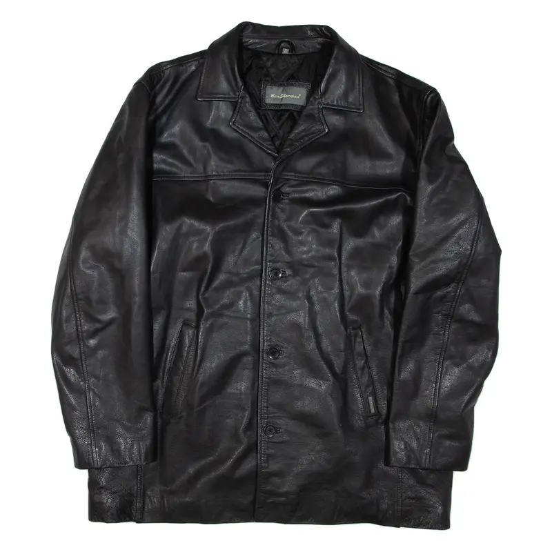 BEN SHERMAN Mens Blazer Jacket Black Leather S