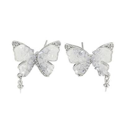 Brass with Enamel with Cubic Zirconia with Crystal Stud Earring with 925 Sterling Silver Pins
