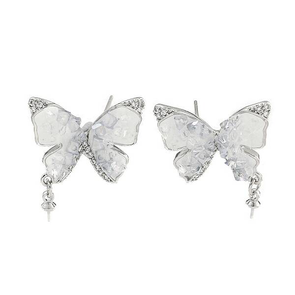 Brass with Enamel with Cubic Zirconia with Crystal Stud Earring with 925 Sterling Silver Pins