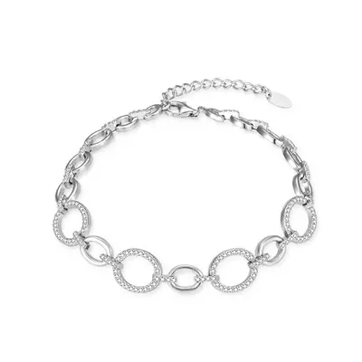 Agato Modern silver bracelet with zirconia AGB780/21