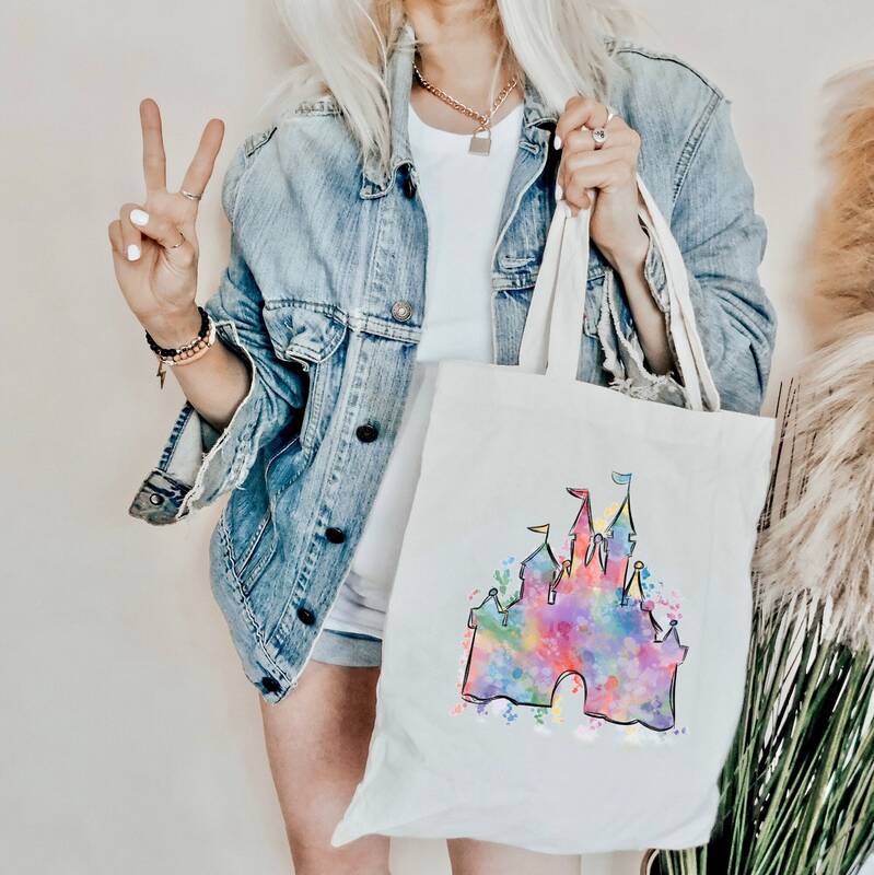 Watercolor Disney Castle Tote Bag, Magical Castle Tote