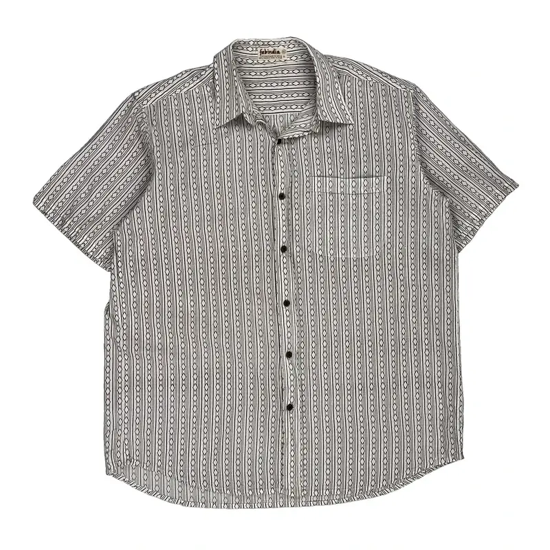 Fabindia Short Sleeve Shirt - Medium White Cotton