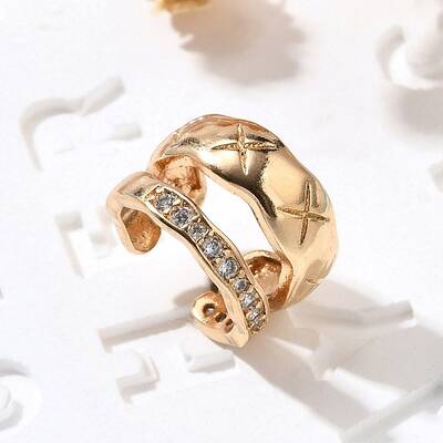 Brass Clear Cubic Zirconia Cuff Earrings