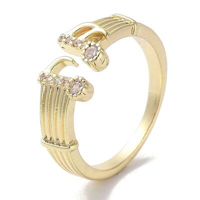 Brass Micro Pave Cubic Zirconia Cuff Rings