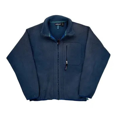 Made In Usa Patagonia Fleece Jacket - Medium Blue Polyester