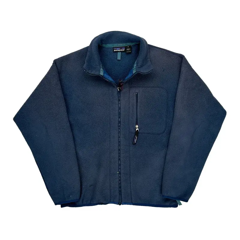 Made In Usa Patagonia Fleece Jacket - Medium Blue Polyester
