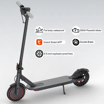 Electric Scooter â 19 MPH Max Speed, with Seat and Luggage Box, 8.5 Honeycomb Solid Tires, 350W Motor, 12 Miles Range, Fo...