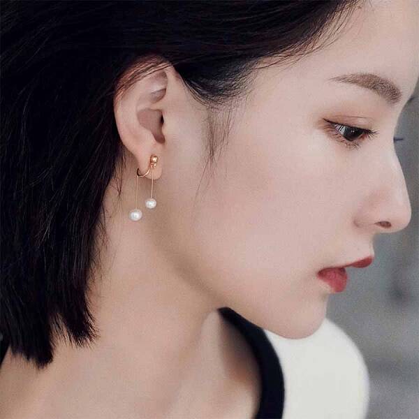 Pearl Clip-on Earrings Tassel Earrings Vintage Ear Cuff Luxury Retro Jewelry