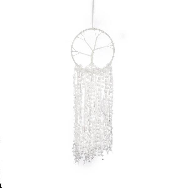 Cotton Cord Woven Web/Net with Feather Hanging Ornaments