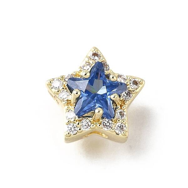 Brass Micro Pave Cubic Zirconia Beads