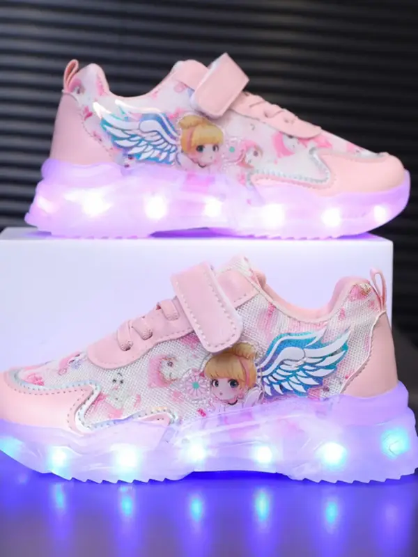 Kids Usb Rechargeable Led Light Up Sneakers, Cute Fun Prints Cartoon Pattern Light Up Sneakers, Fashionable Luminous Sneaker...