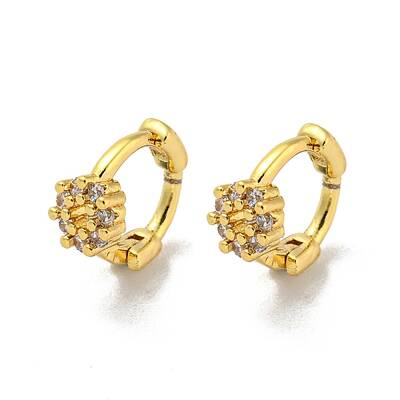 Brass Micro Pave Cubic Zirconia Hoop Earring