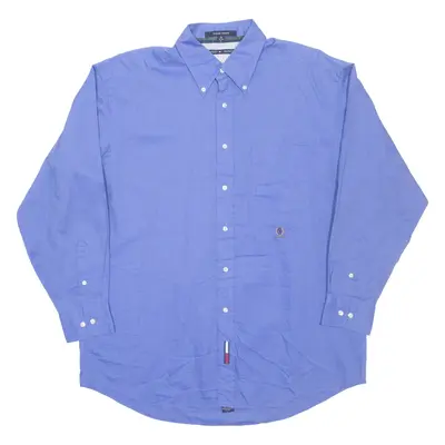 TOMMY HILFIGER Mens Plain Shirt Blue Long Sleeve L