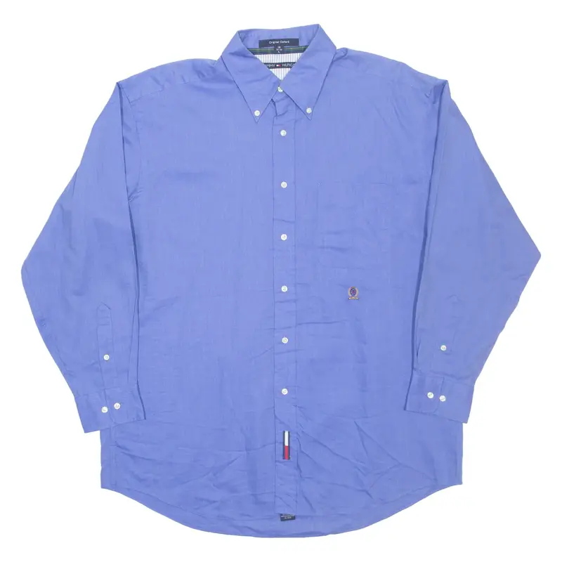 TOMMY HILFIGER Mens Plain Shirt Blue Long Sleeve L