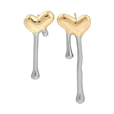 Heart Rack Plating Brass Stud Earrings