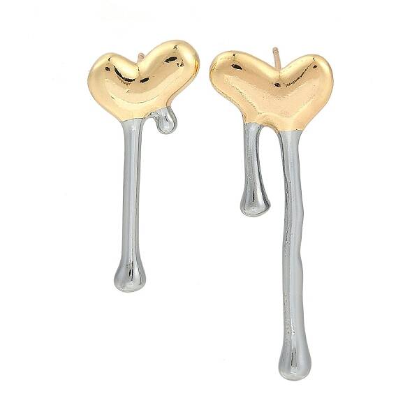 Heart Rack Plating Brass Stud Earrings