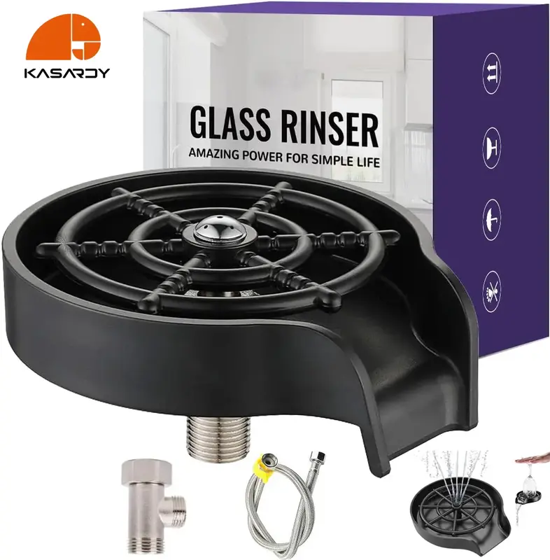 KASARDY Stainless Steel Glass Rinser for Kitchen Sinks,1 Count Kitchen Accessories,Bottle Washer, Glass Washer for Kitchen Si...