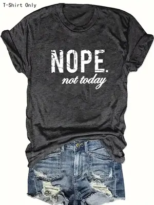 Women's Letter Print Round Neck Tee, Summer Clothes Women, Short Sleeve Crew Neck T-shirt for Summer, Women's Clothing for D...