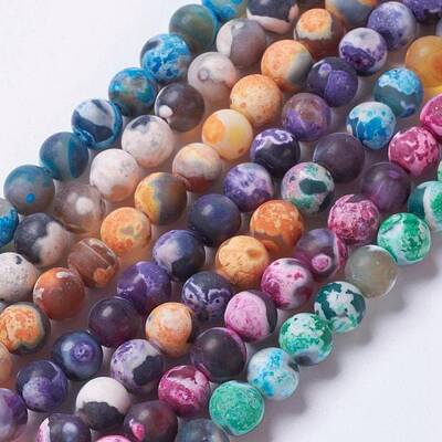 Natural Fire Crackle Agate Bead Strands