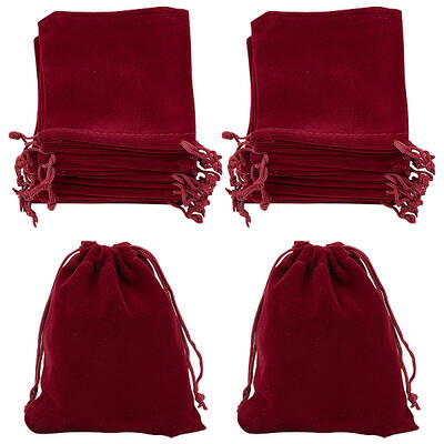 20Pcs Rectangle Velvet Drawstring Pouches