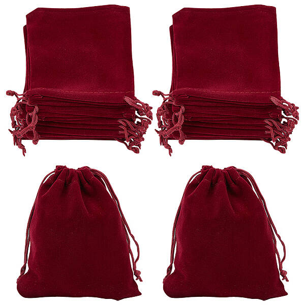 20Pcs Rectangle Velvet Drawstring Pouches