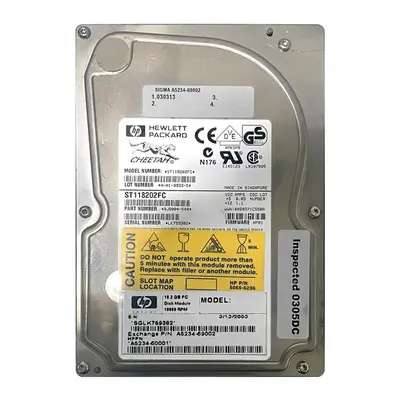 A5234-69002 HP 18.2GB 2Gb/s Fibre Channel 10000 3.5-inch 4MB Hard Drive